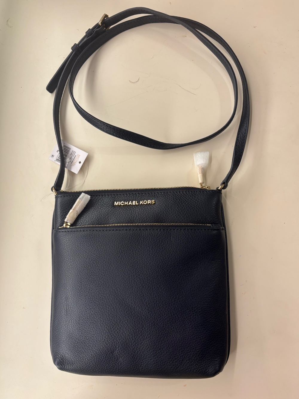 Michael Kors Black Pebbled Leather Messenger Crossbody